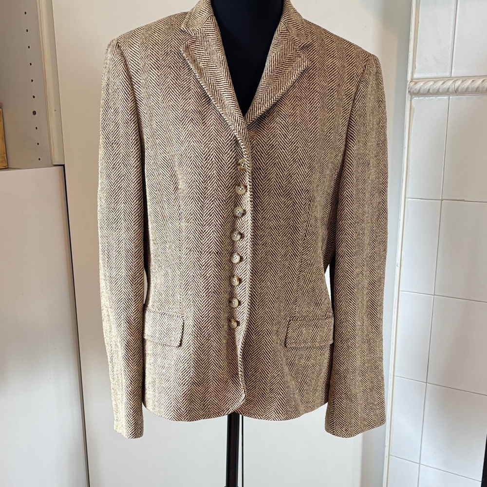 Ralph Lauren Tan Herringbone Suit Jacket